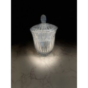 24% Lead Crystal Tulip Garden Pattern Biscuit Jar W/Lid, Ice Bucket, By Block